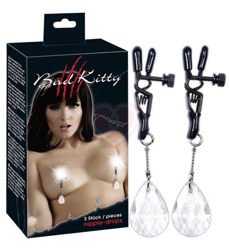 Зажимы на соски с подвесами с хрустальными капельками фото 2