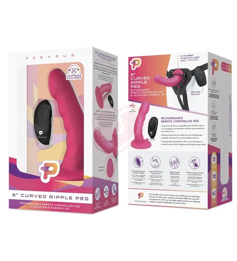 Рельефный вибрострапон с пультом Pegasus Curved Ripple розовый фото 5