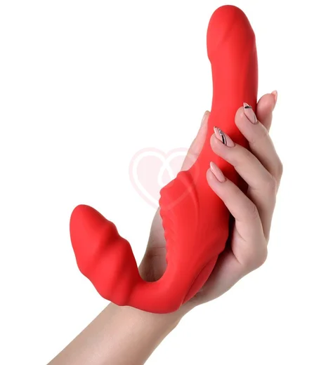 Безремневой страпон с вибрацией ToyFa Black&Red красный фото 2