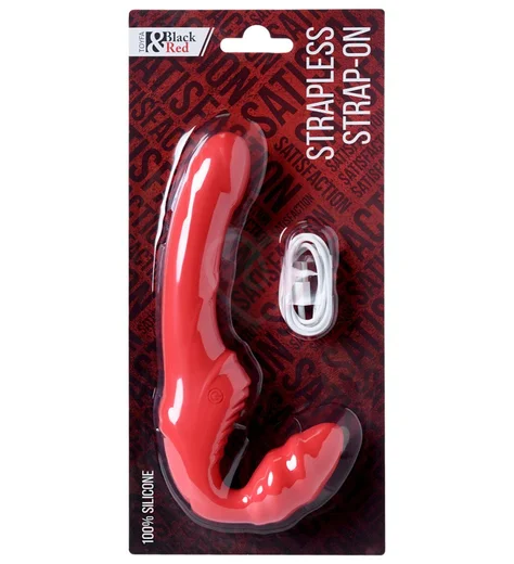 Безремневой страпон с вибрацией ToyFa Black&Red красный фото 6