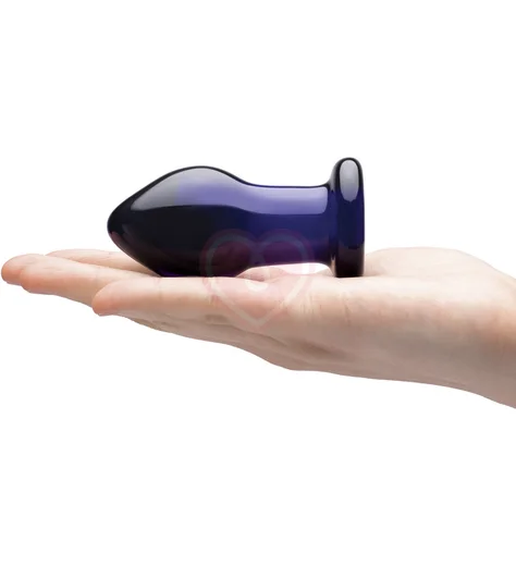 Стеклянная анальная вибропробка с пультом Glas Remote Plug синяя фото 3