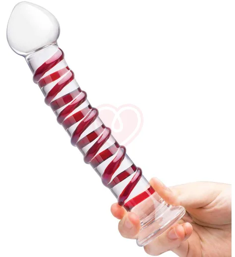 Стеклянный фаллоимитатор с красной спиралью Glas Mr.Swirly Dildo фото 3