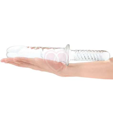 Стеклянный фаллоимитатор с ручкой Girthy Cock Double Ended With Handle прозрачный фото 4