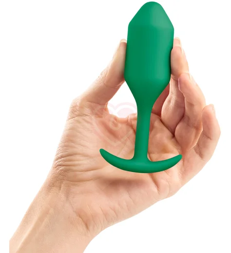 Утяжелённая анальная пробка для ношения b-Vibe Snug Plug 2 малая зеленая фото 2