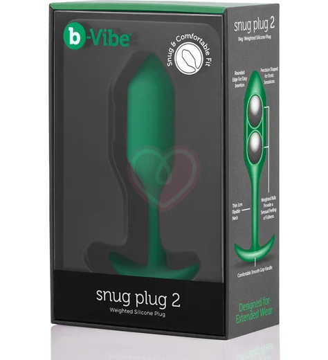 Утяжелённая анальная пробка для ношения b-Vibe Snug Plug 2 малая зеленая фото 6