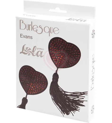 Пэстисы Burlesque Evans сердечки с кисточками чёрные с красным фото 6