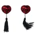 Пэстисы Burlesque Gipsy сердечки из пайеток с длинными кисточками красные с чёрным фото 4