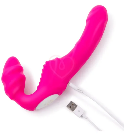 Безремневой вибрострапон с пультом Strapless Together розовый фото 4