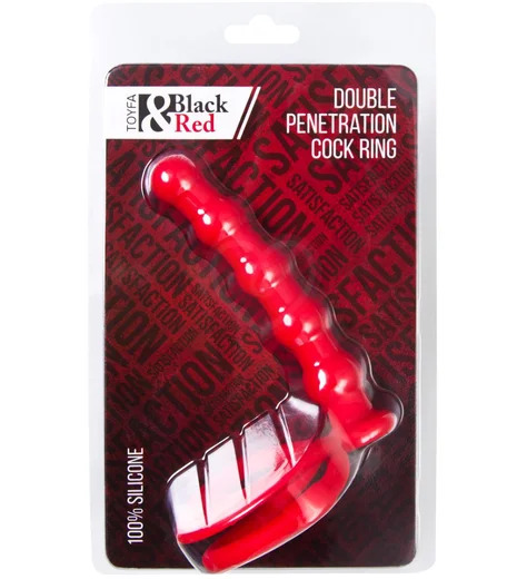 Фактурная насадка для двойного проникновения Toyfa Double Penetration красная фото 3