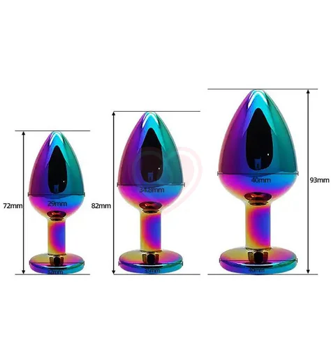 Анальная пробка с кристаллом Kanikule Large неохром фото 2