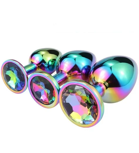 Анальная пробка с кристаллом Kanikule Large неохром фото 3