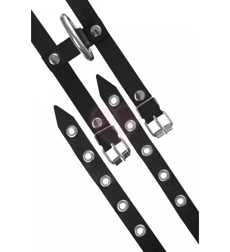 Оковы на ноги из двух ремешков с кольцом Pecado BDSM черные фото 7