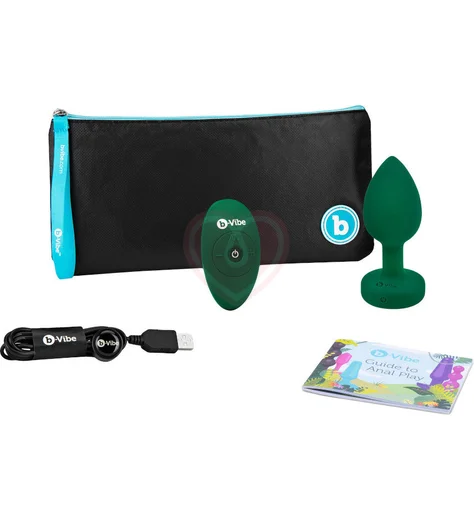 Вибропробка b-Vibe Vibrating Jewel Plug с кристаллом и пультом зелёная фото 3