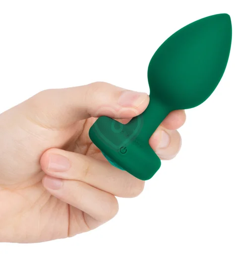 Вибропробка b-Vibe Vibrating Jewel Plug с кристаллом и пультом зелёная фото 5
