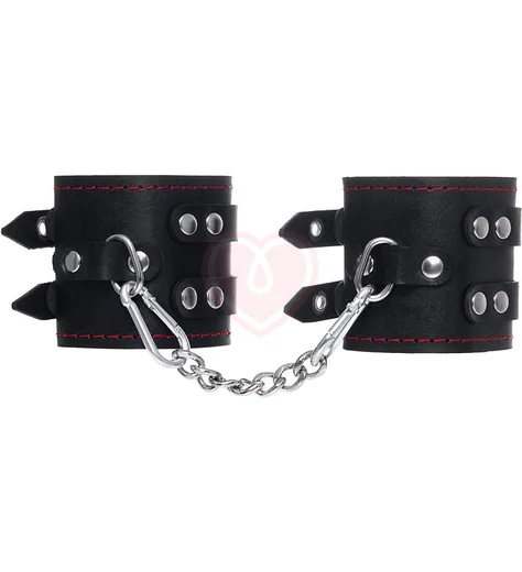 Наручники с двумя ремнями Pecado BDSM черные фото 2