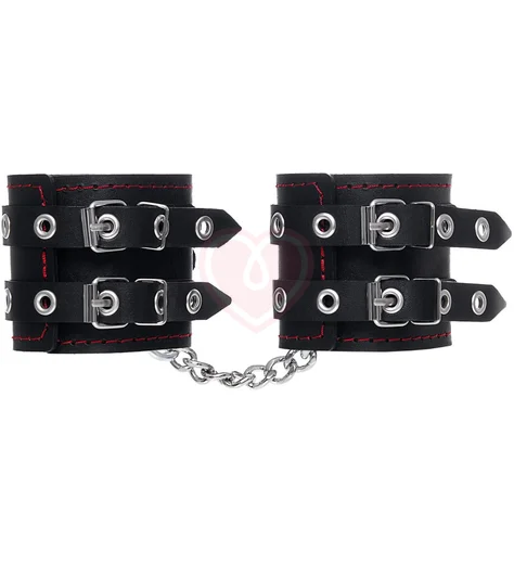 Наручники с двумя ремнями Pecado BDSM черные фото 3