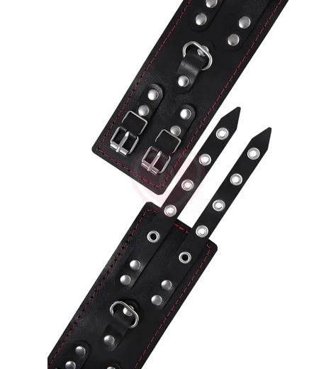 Наручники с двумя ремнями Pecado BDSM черные фото 7