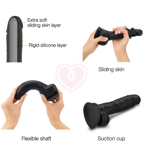 Фаллоимитатор с подвижной кожей Strap-On-Me Sliding Skin XL 15 см чёрный фото 7