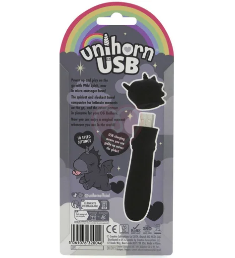 Вибропуля Unihorn Usb Wild Spirit со стимуляцией язычком чёрная фото 4