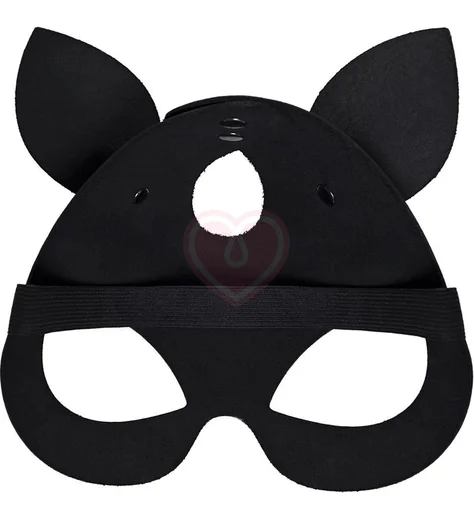 Открытая маска с кошачьими ушками Pecado BDSM черная фото 3