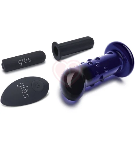 Стеклянный вибростимулятор простаты с пультом Glas Dotted Plug синий фото 4