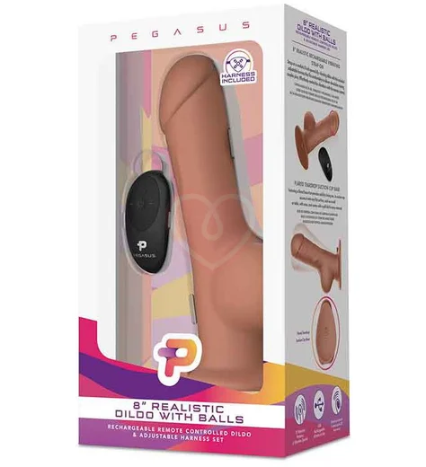Реалистичный страпон Pegasus с вибрацией и пультом управления 21 см телесный фото 9