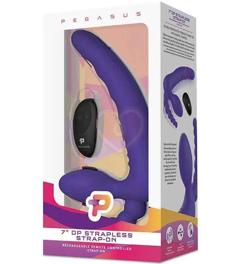Безремневой страпон с пультом управления Pegasus Strapless фиолетовый фото 4