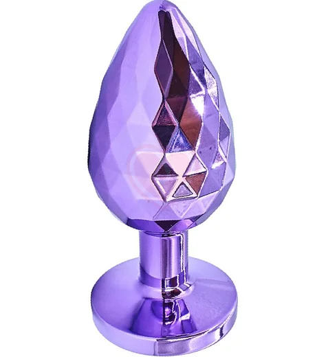 Текстурная алюминиевая анальная пробка Kanikule Small с кристаллом фиолетовая фото 2