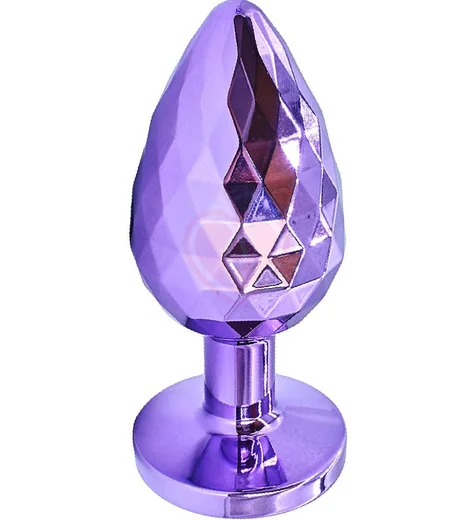 Текстурная алюминиевая анальная пробка Kanikule Large с кристаллом фиолетовая фото 3