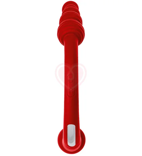 Двусторонний вибратор с анальной цепочкой Black Red by Toyfa красный фото 2