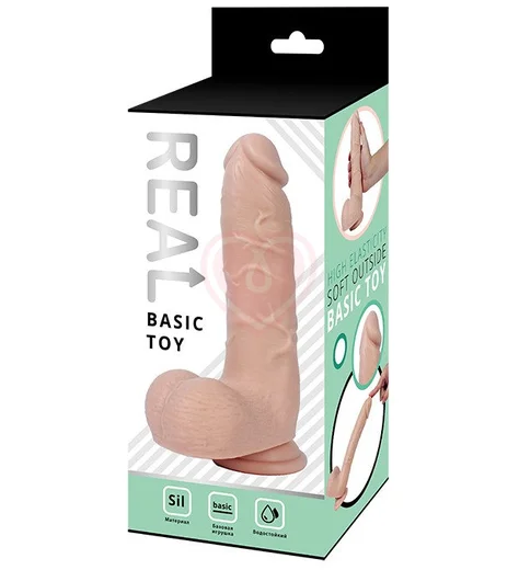 Силиконовый реалистичный фаллоимитатор Real Basic Toy 21 см фото 2