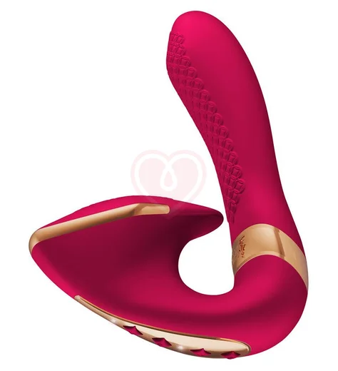 Вибратор с клиторальным кончиком Shunga SOYO малиновый фото 4