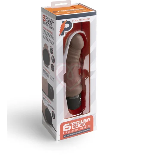 Реалистичный вибратор PowerCocks 14 см шоколад фото 5