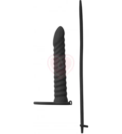 Насадка для двойного проникновения с лассо и вибропулей Pure Passion Rori 16 см чёрная фото 2