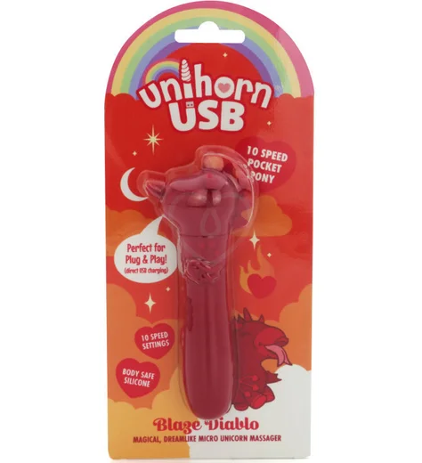 Вибропуля Unihorn Usb Blaze Diablo со стимуляцией язычком красная фото 3