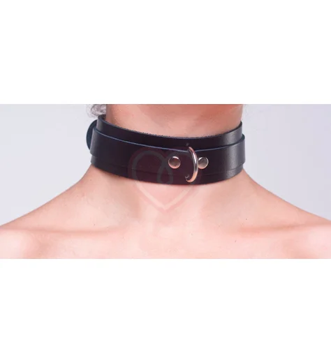 Ошейник Лунный Свет Вайлдкат с колечком чёрный фото 4
