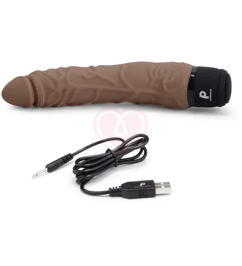 Изогнутый реалистичный вибратор PowerCocks 16 см шоколад фото 7