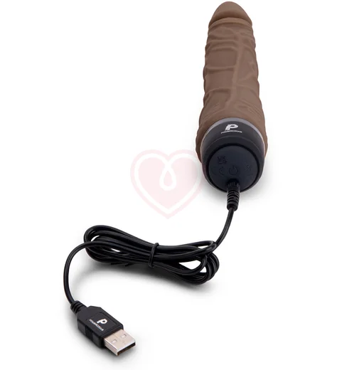 Изогнутый реалистичный вибратор PowerCocks 16 см шоколад фото 8