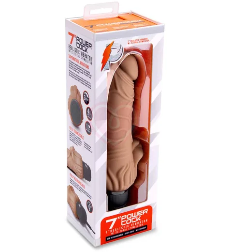 Реалистичный вибратор с клиторальным стимулятором PowerCocks мокка фото 7