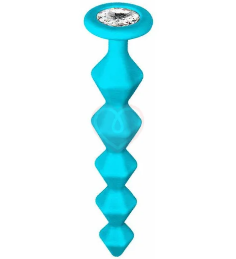 Анальная цепочка с кристаллом Emotions Chummy бирюзовая фото 2