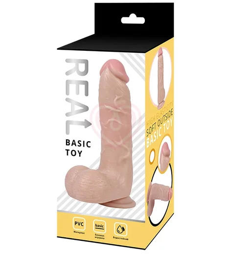 Реалистичный фаллоимитатор с мошонкой на присоске Real Basic Toy 21 см фото 2