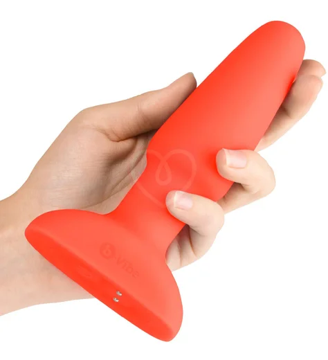 Анальная вибропробка с ротацией b-Vibe Rimming 2 оранжевая фото 9