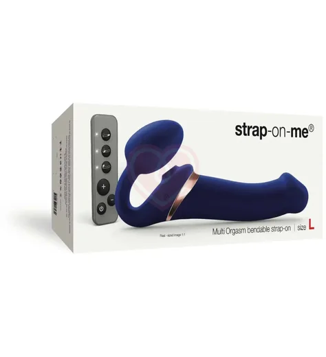 Безремневой страпон с вакуумной стимуляцией и пультом Strap-On-Me Multi Orgasm L синий фото 7