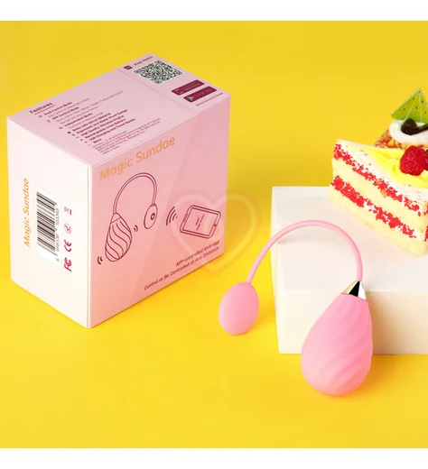 Виброяйцо с управлением от приложения Magic Sundae розовое фото 4