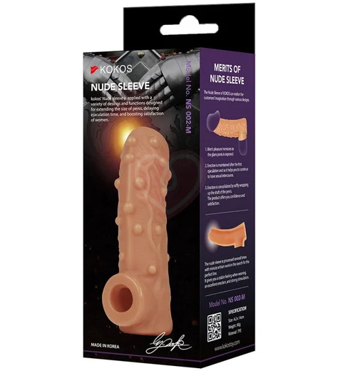 Насадка с открытой головкой и пупырышками Kokos Nude Sleeve NS002-M фото 3