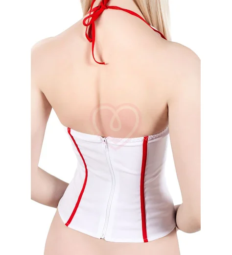 Верхняя часть костюма медсестры корсет и ободок Pecado BDSM белые фото 4