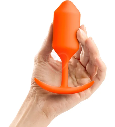 Утяжелённая анальная пробка для ношения b-Vibe Snug Plug 3 средняя оранжевая фото 2