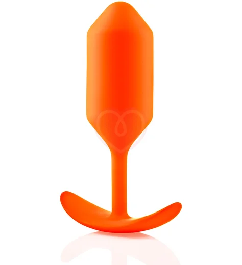Утяжелённая анальная пробка для ношения b-Vibe Snug Plug 3 средняя оранжевая фото 3