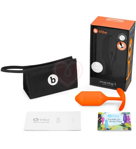 Утяжелённая анальная пробка для ношения b-Vibe Snug Plug 3 средняя оранжевая фото 5