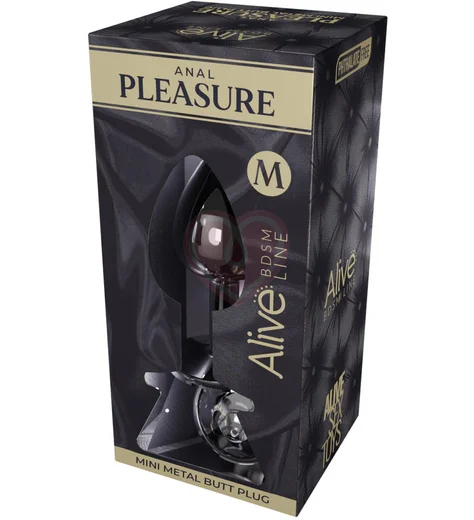 Анальная пробка Alive Mini Metal Butt Plug M с прозрачным кристаллом фото 2